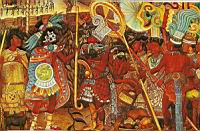 Offrandes  l'empereur de fruits, tabac, cacao et vanille, par le peintre mexicain Diego Rivera